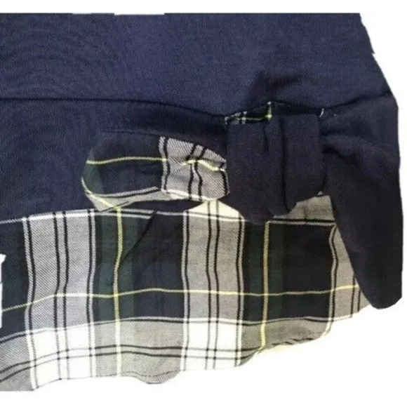 IZOD Size S Peacoat Tie Front 2-Fer Sweatshirt Navy Blue Plaid Trimmed Layered - Picture 6 of 6